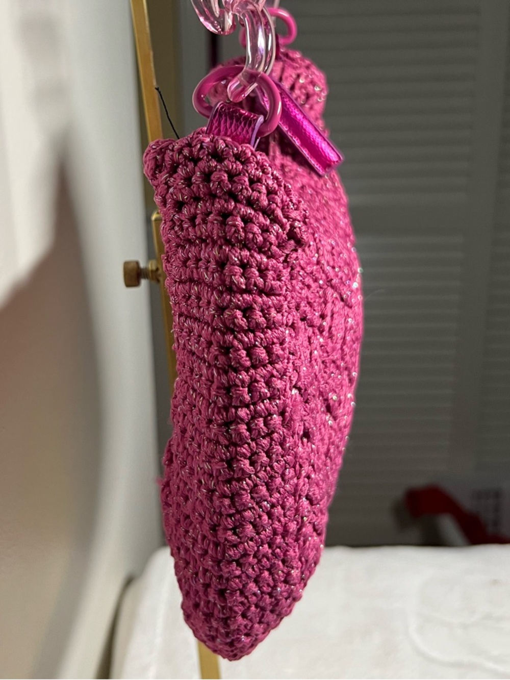 Kurt Geiger Crochet Crossbody and shoulder Bag in Pink Like New - Picture 6 of 12